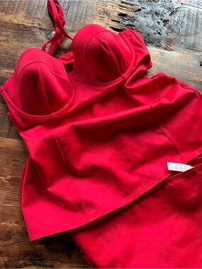 NWOT Spanx red dress tankini bathing suit swimwear size 14